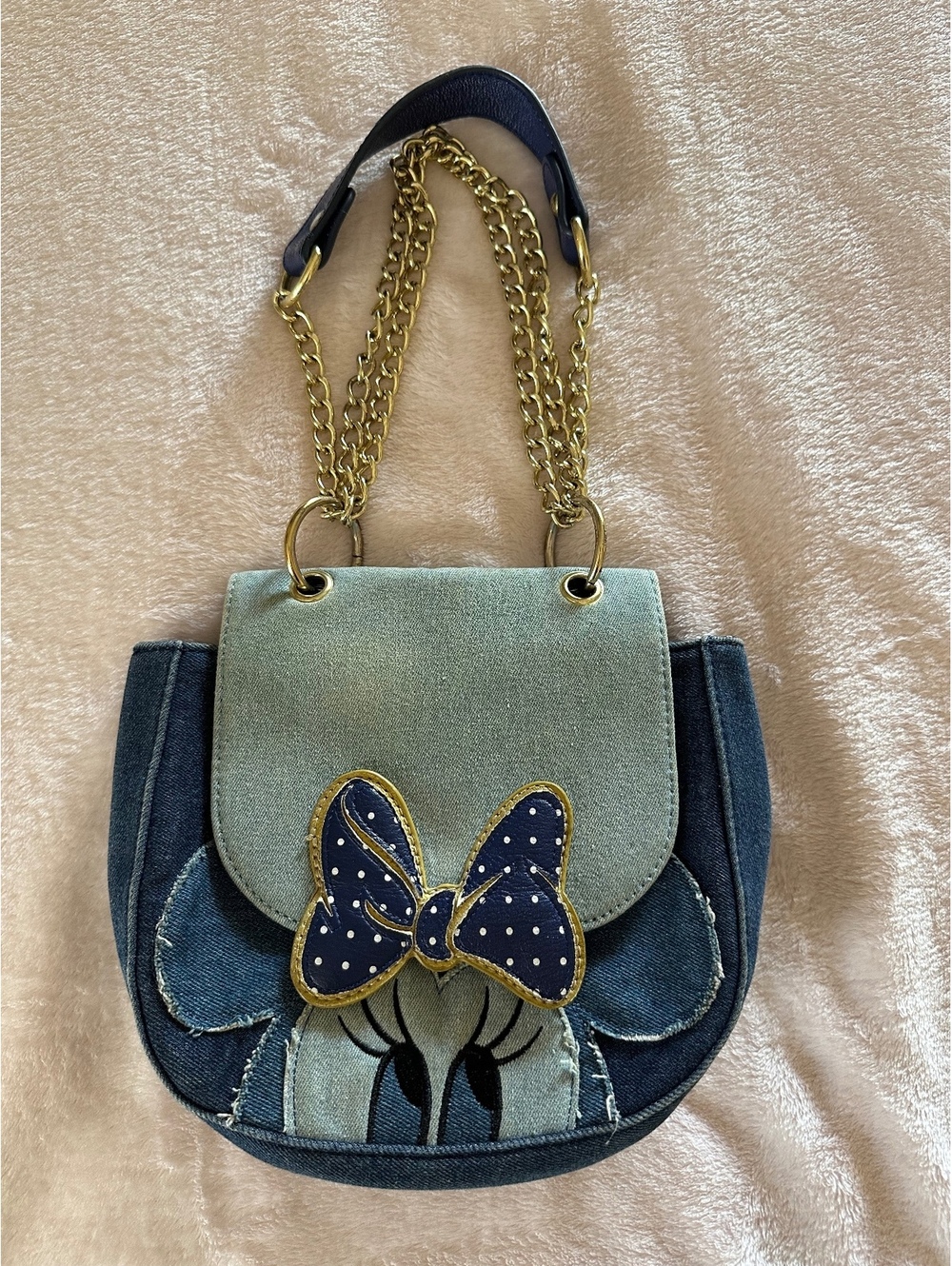 Loungefly Disney Minnie Mouse Denim Crossbody Bag Purse Peeking Rare vintage